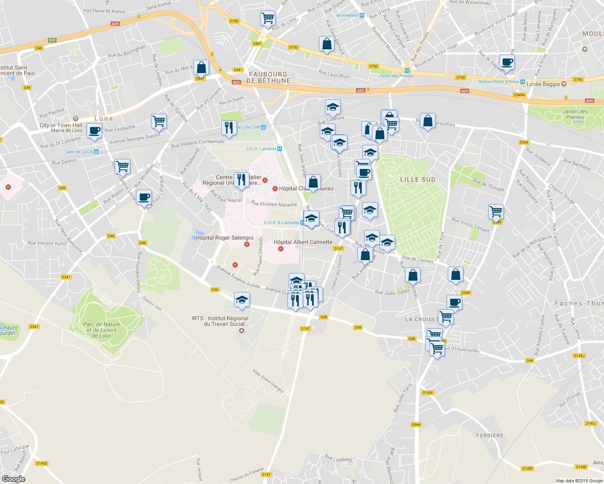kaart van Lille winkel